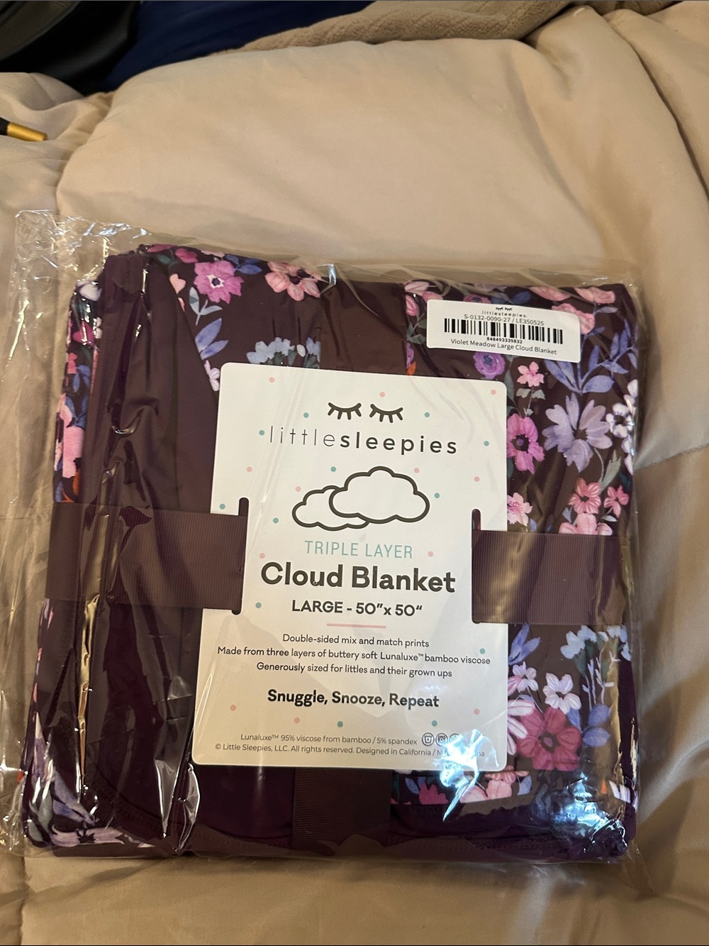 Little Sleepies Violet Meadow Triple-Layer Cloud Blanket - Large
